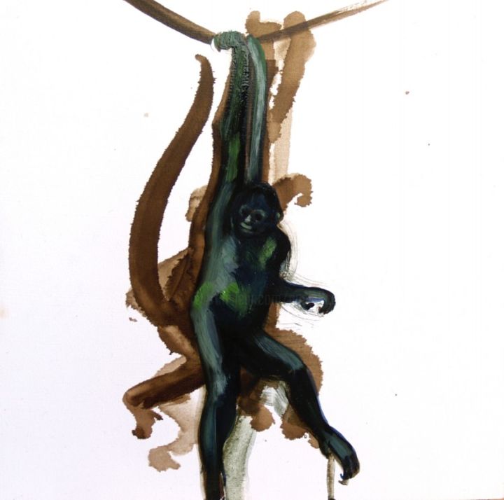 Painting titled "Moving monkey 3" by Gaele Flao, Original Artwork