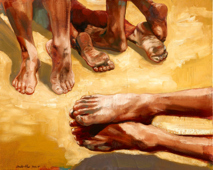Painting titled "Etude de pieds" by Gaele Flao, Original Artwork, Oil