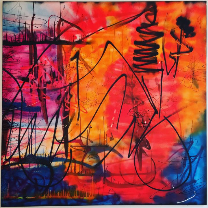 Peinture intitulée "N.11 150x150" par Gaël Ji, Œuvre d'art originale, Acrylique