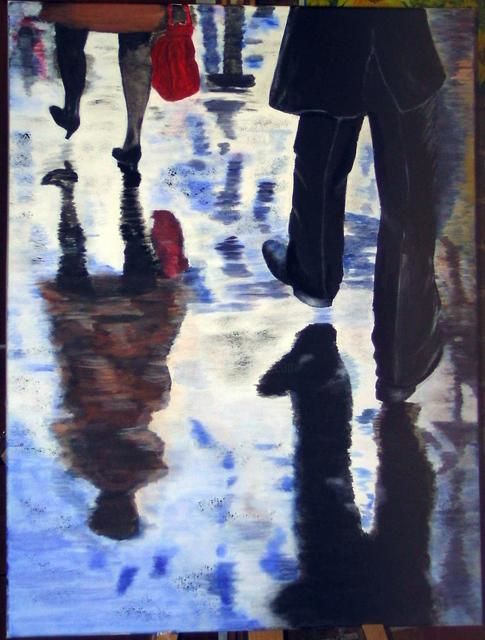 Painting titled "la pluie" by Dupuis Gaetan, Original Artwork, Oil