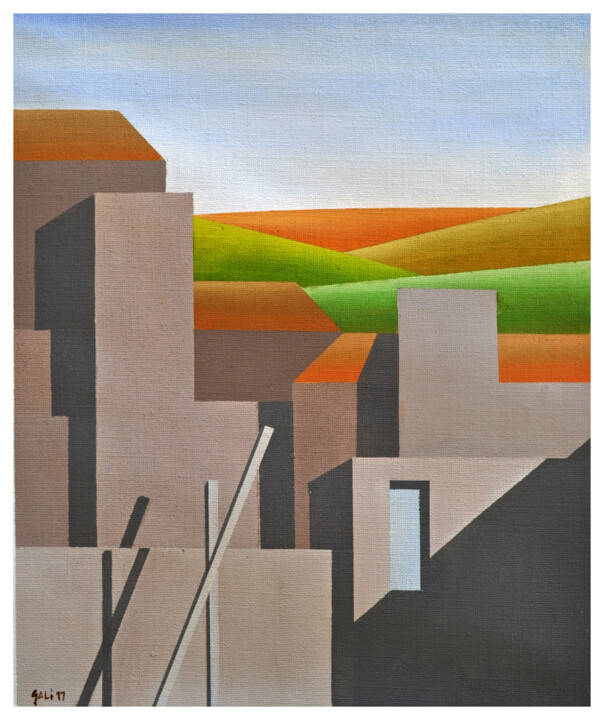 Malarstwo zatytułowany „Ombre sulla città” autorstwa Gaetano Ligrani (Gali), Oryginalna praca, Akryl