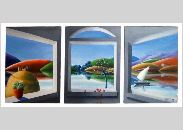 Schilderij getiteld "Bow-Window" door Gaetano Ligrani (Gali), Origineel Kunstwerk, Acryl