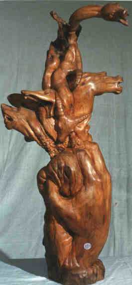 Scultura intitolato "testa, mani e anima…" da Gaetano Cherubini, Opera d'arte originale, Legno