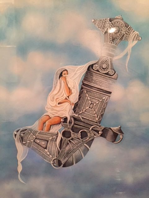 Pintura titulada ""Le Poignard"" por Ghada Aboughazale, Obra de arte original, Aerógrafo