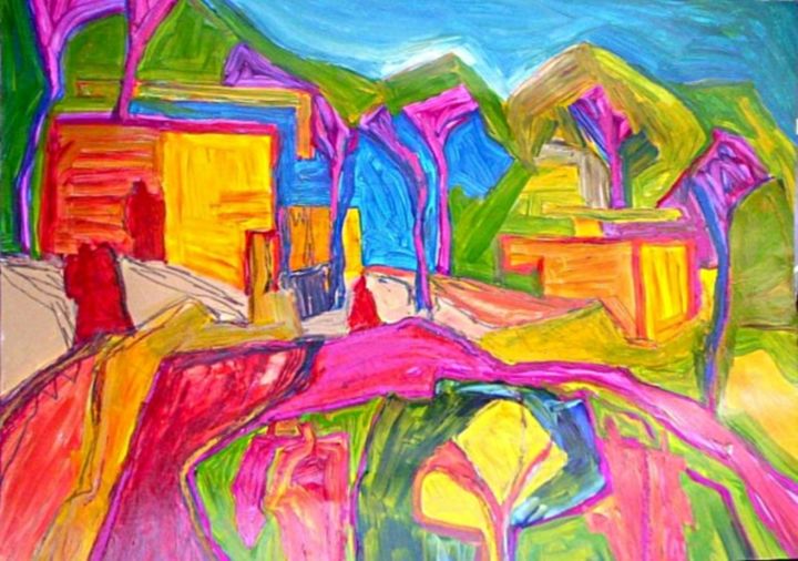 Pittura intitolato "colina" da Oscar Gagliano, Opera d'arte originale, Acrilico