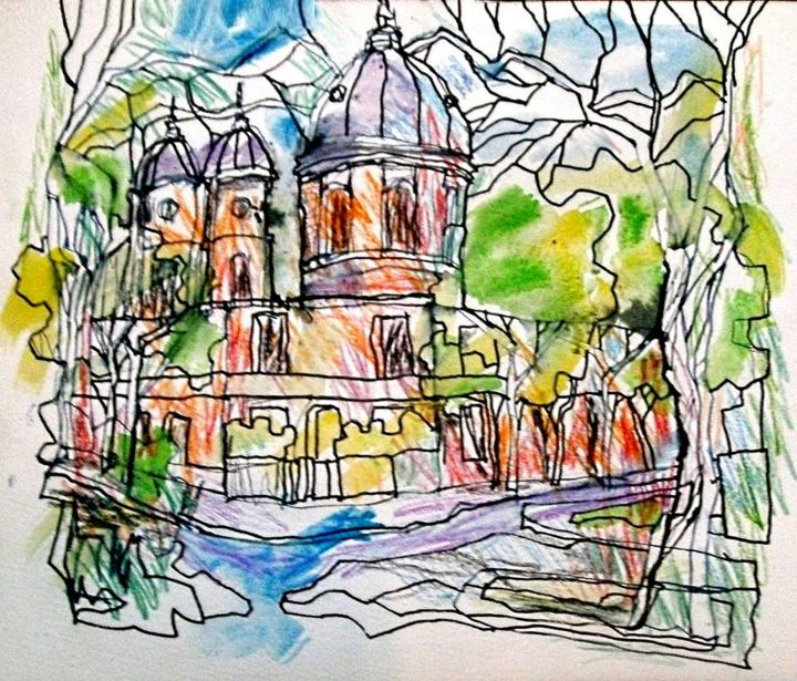 Drawing titled "San Antonio" by Oscar Gagliano, Original Artwork, Pastel