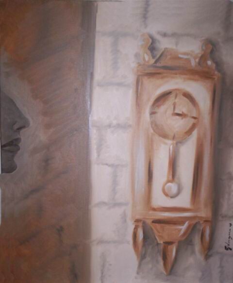 Картина под названием "The clock" - Gaia Lacagnina, Подлинное произведение искусства
