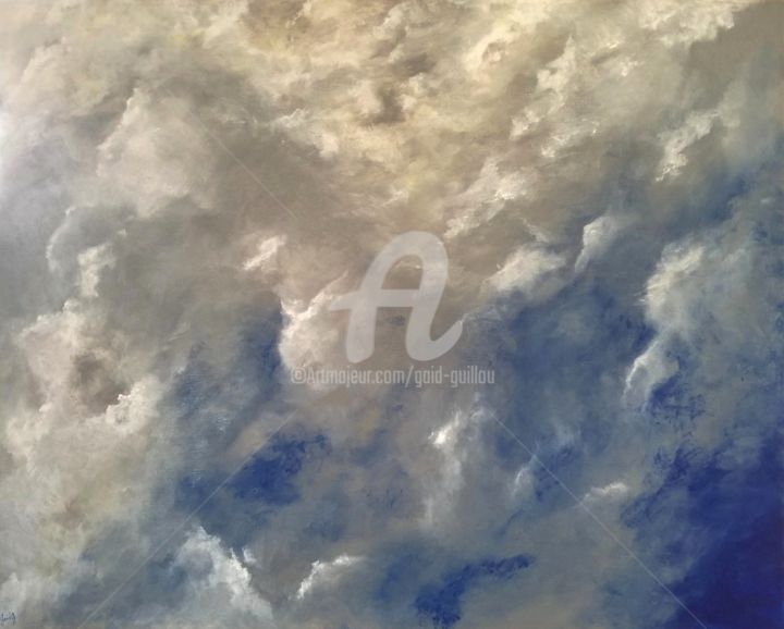 Painting titled "Nuages" by Gaïdg, Original Artwork, Acrylic Mounted on Wood Stretcher frame