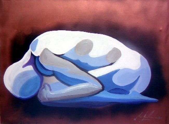 Painting titled "Oeuf" by Jean-Louis Gaillard, Original Artwork, Acrylic Mounted on Wood Stretcher frame