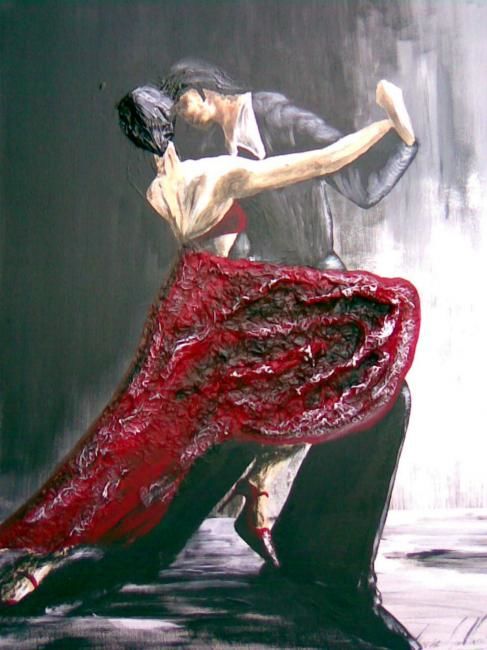 Painting titled "Couple Tango" by Jean-Louis Gaillard, Original Artwork, Oil