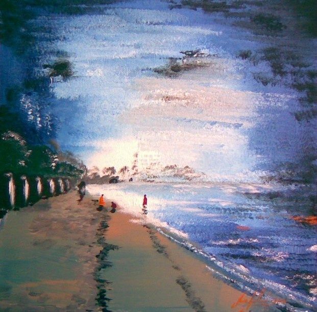 Peinture intitulée "lever de plage" par Jean-Louis Gaillard, Œuvre d'art originale, Acrylique