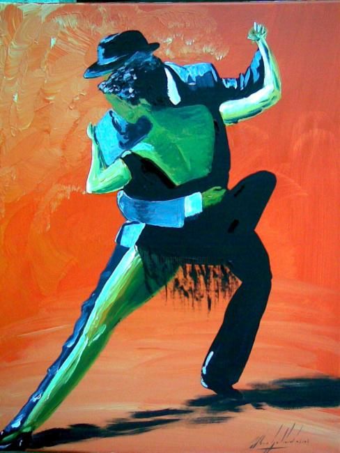 Painting titled "Tango Doux" by Jean-Louis Gaillard, Original Artwork, Acrylic Mounted on Wood Stretcher frame