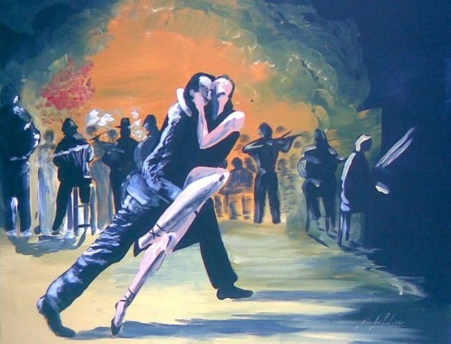 Ζωγραφική με τίτλο "Tango tango" από Jean-Louis Gaillard, Αυθεντικά έργα τέχνης, Ακρυλικό Τοποθετήθηκε στο Ξύλινο φορείο σκε…
