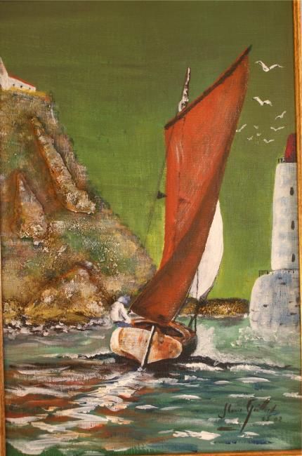 Картина под названием "au large de l'île d…" - Jean-Louis Gaillard, Подлинное произведение искусства, Масло
