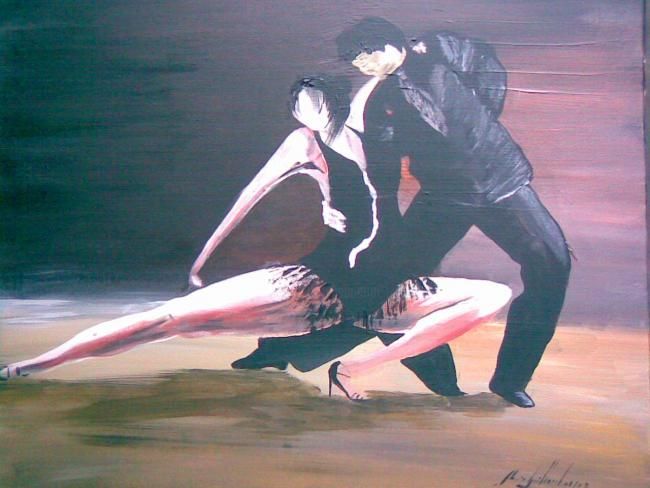 Peinture intitulée "tango tendre" par Jean-Louis Gaillard, Œuvre d'art originale, Huile