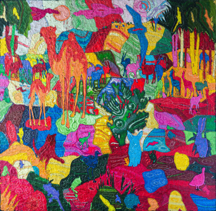 Painting titled ""African Mosaic" fr…" by Gala Reya, Original Artwork, Acrylic
