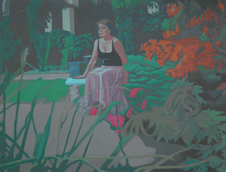 Painting titled "In the garden" by Galab Galabov, Original Artwork, Acrylic