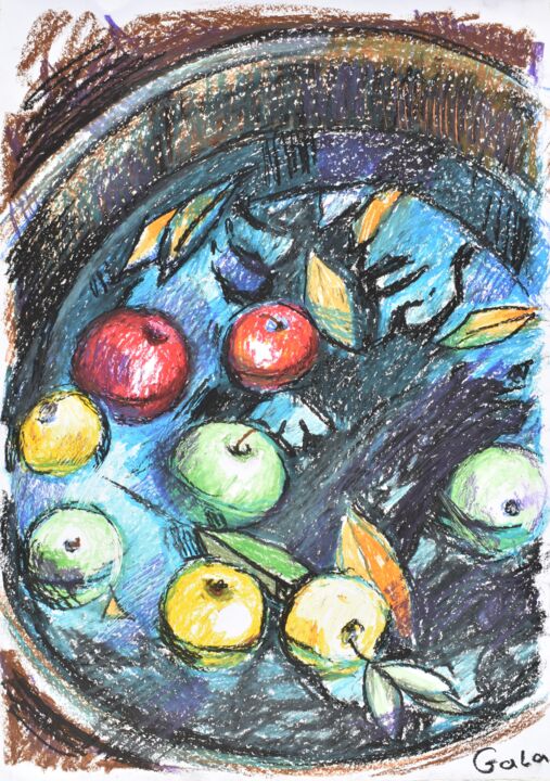 Painting titled "gifts of autumn" by Galina Zulkarniaeva, Original Artwork, Pastel