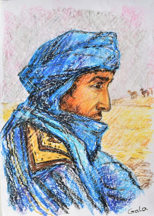 Pintura titulada "Tuareg" por Galina Zulkarniaeva, Obra de arte original, Pastel