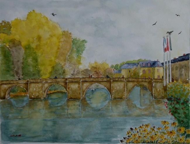 Peinture intitulée "Le vieux pont de Te…" par Jeangal, Œuvre d'art originale