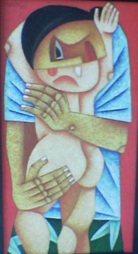 Painting titled "Mother and Child" by Juan Miguel Solomon, Original Artwork
