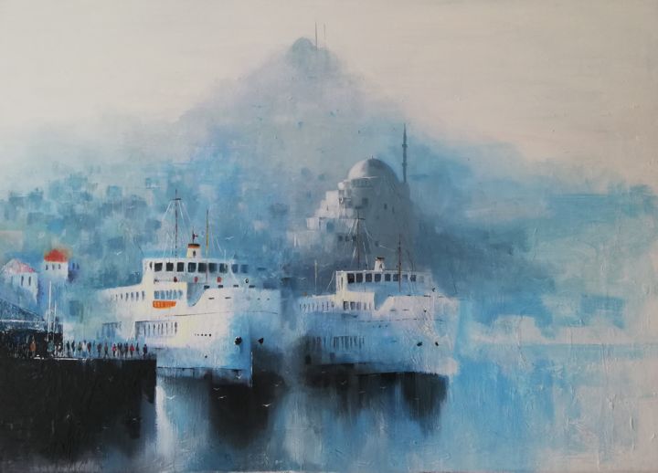 "İSTANBUL VAPUR İSKE…" başlıklı Tablo Galeri Bizon tarafından, Orijinal sanat, Akrilik