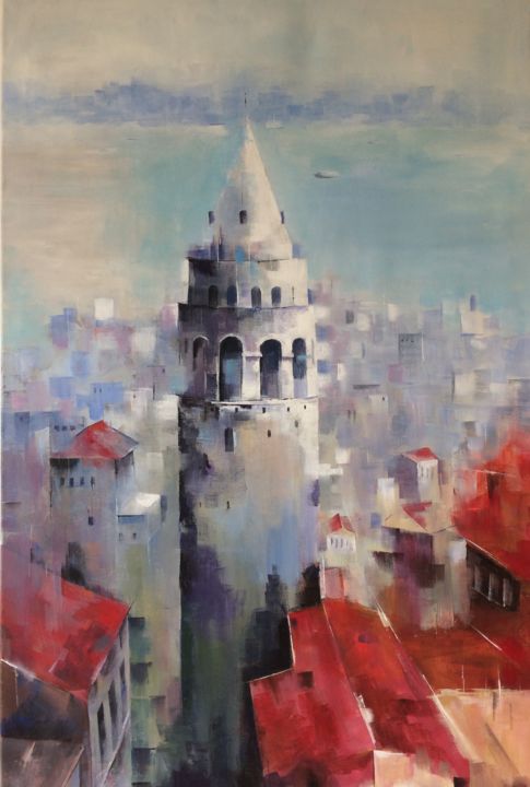 Картина под названием "GALATA KULESİ" - Galeri Bizon, Подлинное произведение искусства, Акрил