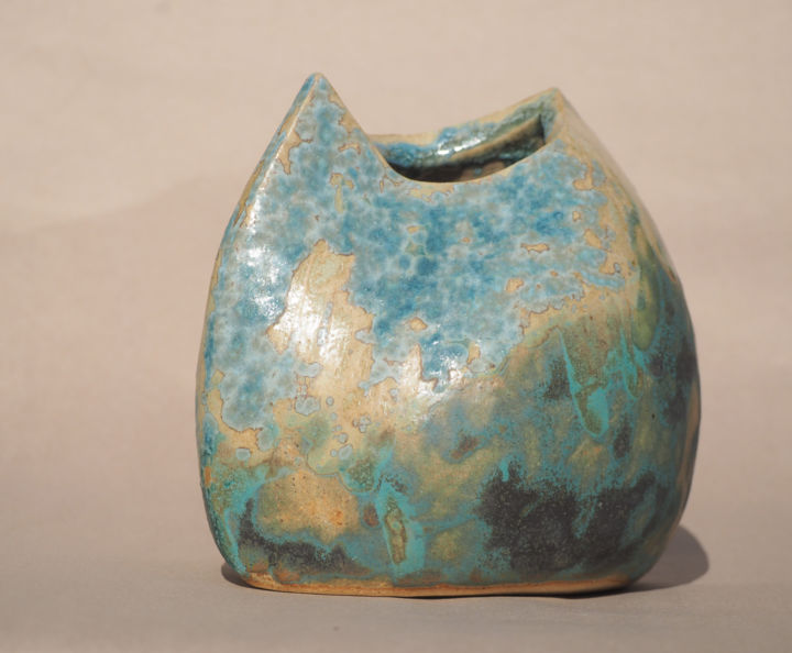 Painting titled "Turquoise vase .jpg" by Agnieszka Chudzicka, Original Artwork, Objects
