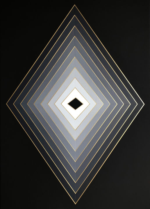 Painting titled "Gray rhombus" by Iza Kozłowska, Original Artwork, Acrylic