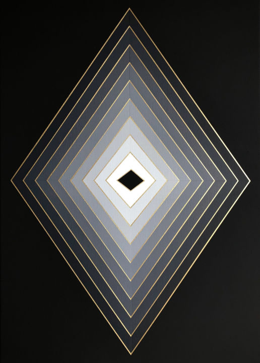 Painting titled "Gray rhombus" by Iza Kozłowska, Original Art, Acrylic