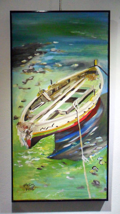 Painting titled "Barque" by Mohamed  Akram Khouja, Original Artwork, Acrylic