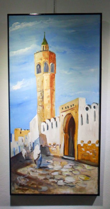 Painting titled "Mosquée" by Mohamed  Akram Khouja, Original Artwork, Acrylic