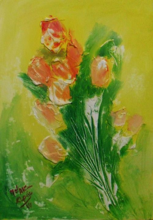 Peinture intitulée "bouquet" par Mohamed  Akram Khouja, Œuvre d'art originale, Acrylique