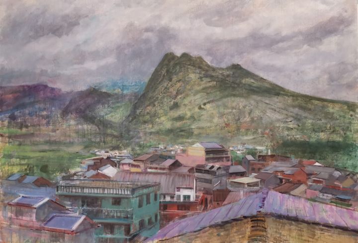 Peinture intitulée "Village Shangrichua…" par Galerie Francis Barlier, Œuvre d'art originale, Tempera