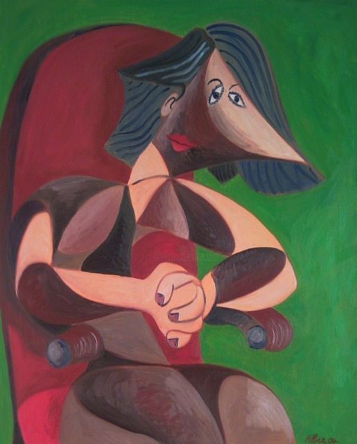 Peinture intitulée "monstre assis dans…" par Alban Maurier, Œuvre d'art originale, Huile