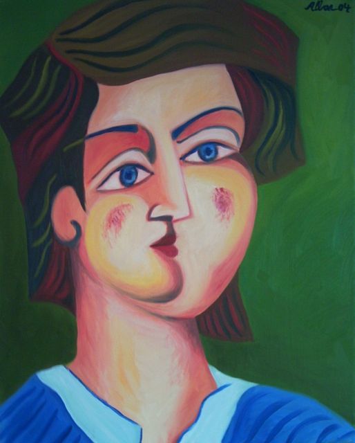Peinture intitulée "tête de jeune homme" par Alban Maurier, Œuvre d'art originale, Huile