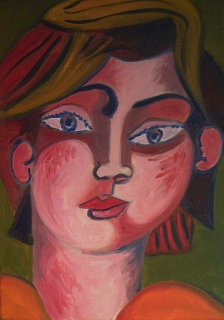 Peinture intitulée "visage de jeune hom…" par Alban Maurier, Œuvre d'art originale, Huile