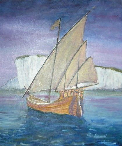 Painting titled "bateau a voile" by Jador, Original Artwork