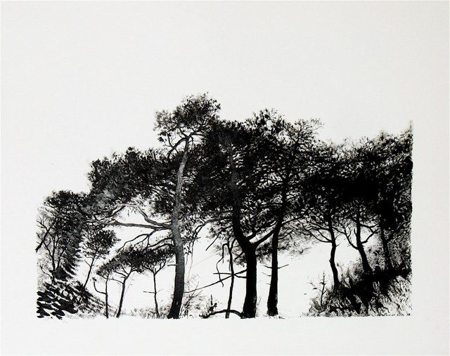 Dessin intitulée "Nuage de pins" par Jean Kerinvel, Œuvre d'art originale, Autre