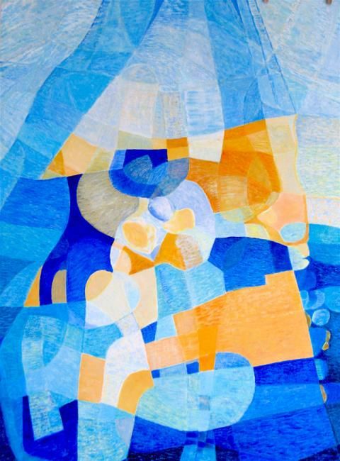 Peinture intitulée "Soleil eau n°2" par Jean Kerinvel, Œuvre d'art originale, Huile