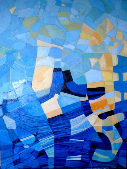Peinture intitulée "Soleil eau n° 4" par Jean Kerinvel, Œuvre d'art originale, Huile