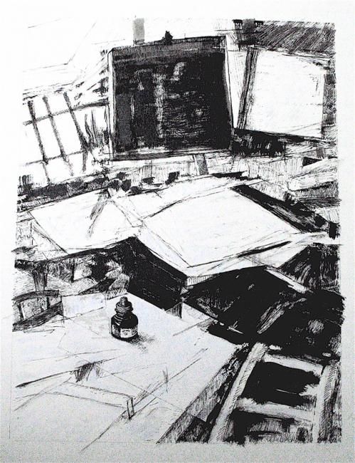 Zeichnungen mit dem Titel "Atelier 1" von Jean Kerinvel, Original-Kunstwerk, Andere