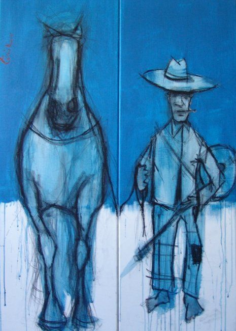 Painting titled "Cheval Blues" by Tristan Robert, Original Artwork