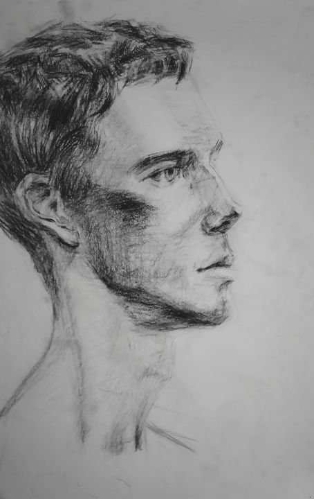 Drawing titled "Портрет молодого че…" by Galina Gonharova, Original Artwork, Pencil