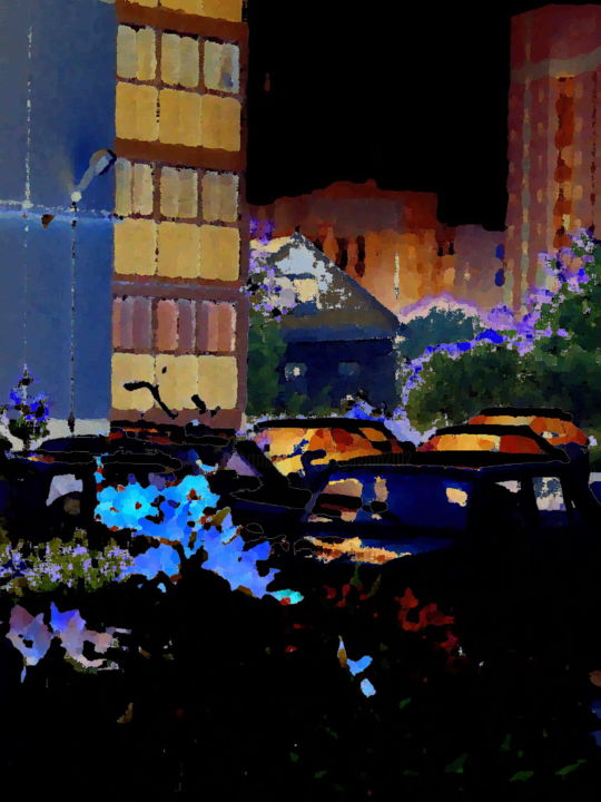 Digitale Kunst getiteld "Поздний вечер в при…" door Galina Gonharova, Origineel Kunstwerk, 2D Digital Work