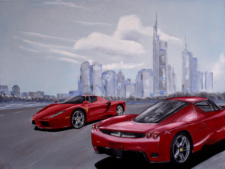 Malerei mit dem Titel "Ferrari Enzo" von Galina Seel, Original-Kunstwerk, Öl