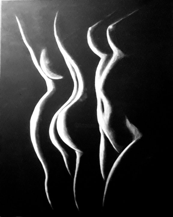 Картина под названием "Из белых линий" - Галина Абышева, Подлинное произведение искусства, Акрил