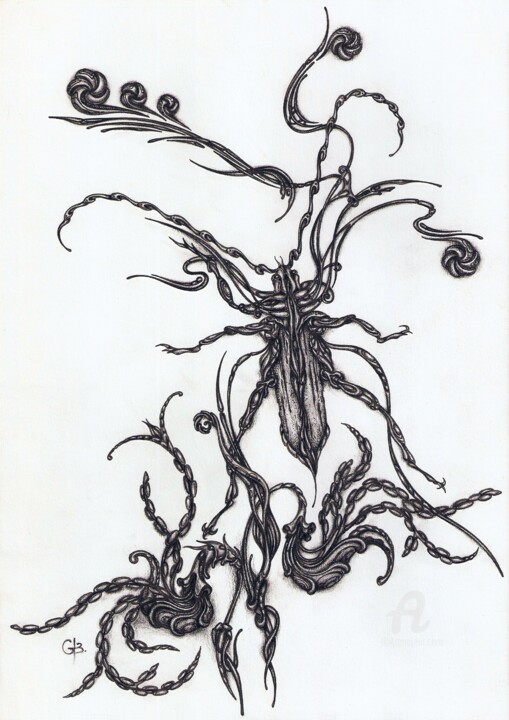 Tekening getiteld "Bug" door Galina Houssam Eddine, Origineel Kunstwerk, Potlood
