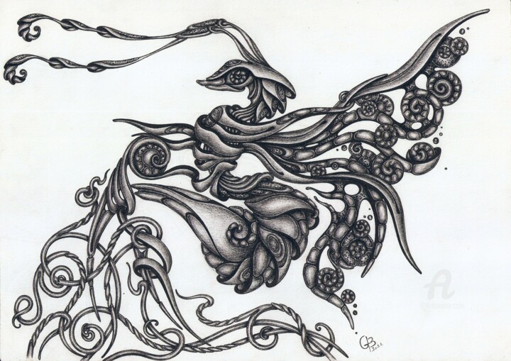 Tekening getiteld "Butterfly" door Galina Houssam Eddine, Origineel Kunstwerk, Potlood