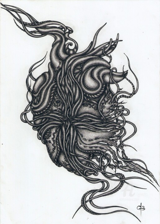 Dessin intitulée "Motanka" par Galina Houssam Eddine, Œuvre d'art originale, Crayon